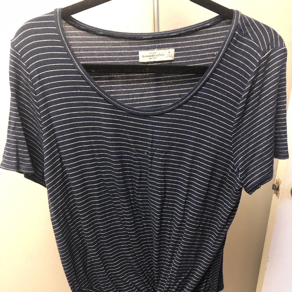 Abercrombie Tie Twist Tee Striped Navy Tee